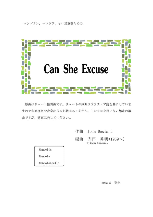 【ダウンロード楽譜】宍戸秀明編曲「Can She Excuse」