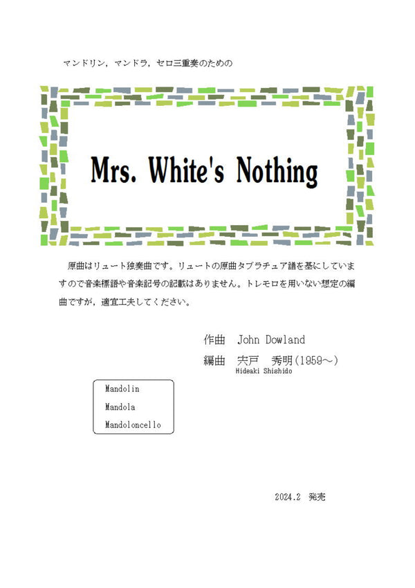 [Download sheet music] "Mrs.White's Nothing" arranged by Hideaki Shishido