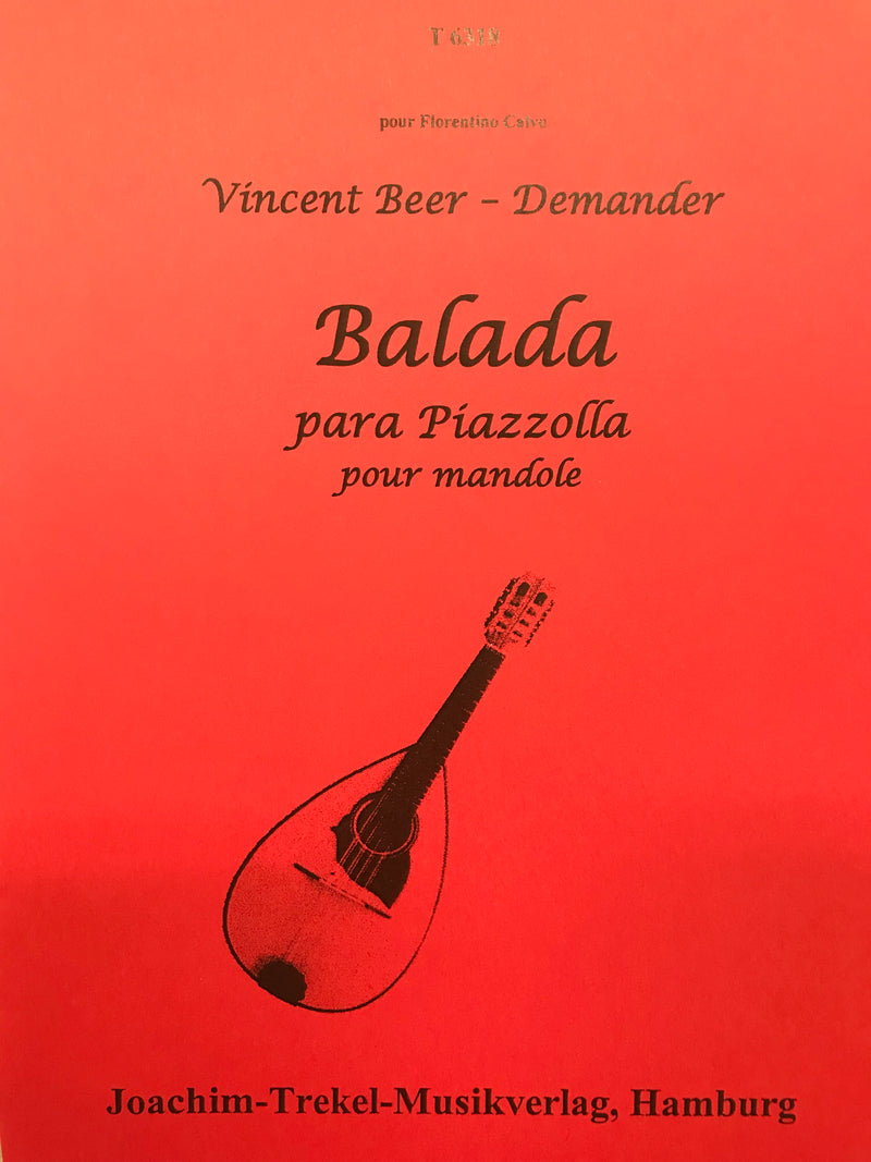 【輸入譜】ベエ＝ドゥマンデ「ピアソラのためのバラーダ(2005)」
