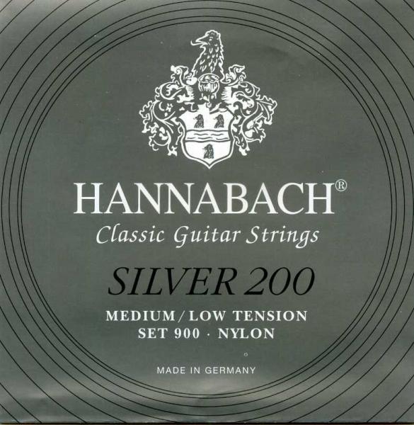 Hannabach guitar strings silver 200 (medium low) set